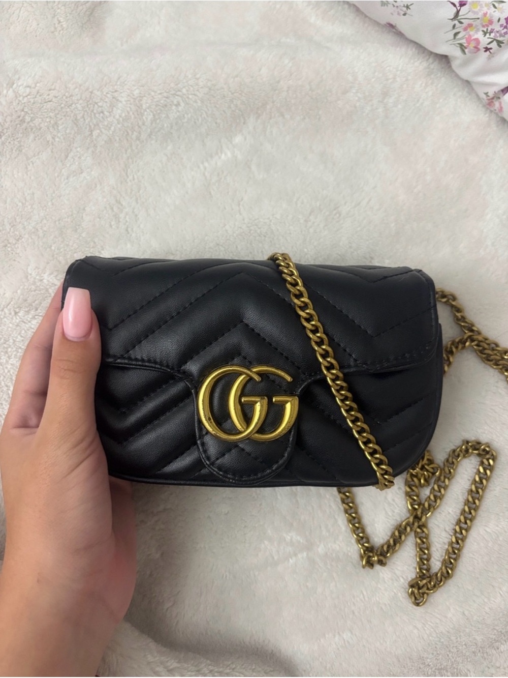 Gucci Black Quilted Leather Crossbody with Gold Double G
